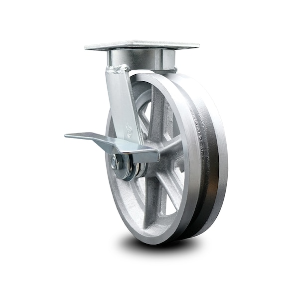 8 Inch Kingpinless V Groove Semi Steel Wheel Swivel Caster with Brake SCC